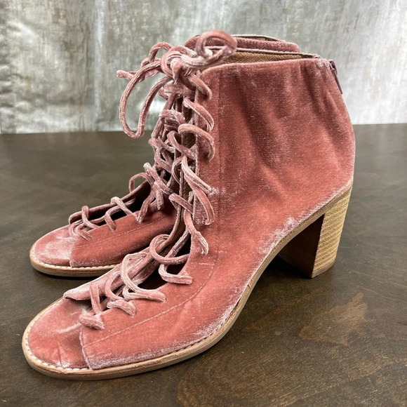 Jeffrey Campbell Lace Up Boots Pink Suede Sandals Gladiator Open Toe - Picture 4 of 11